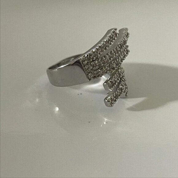 Lovely Signed TICI China Silver Tone & Rhinestones Ring ~ Size 4-4.5 - Picture 2 of 12